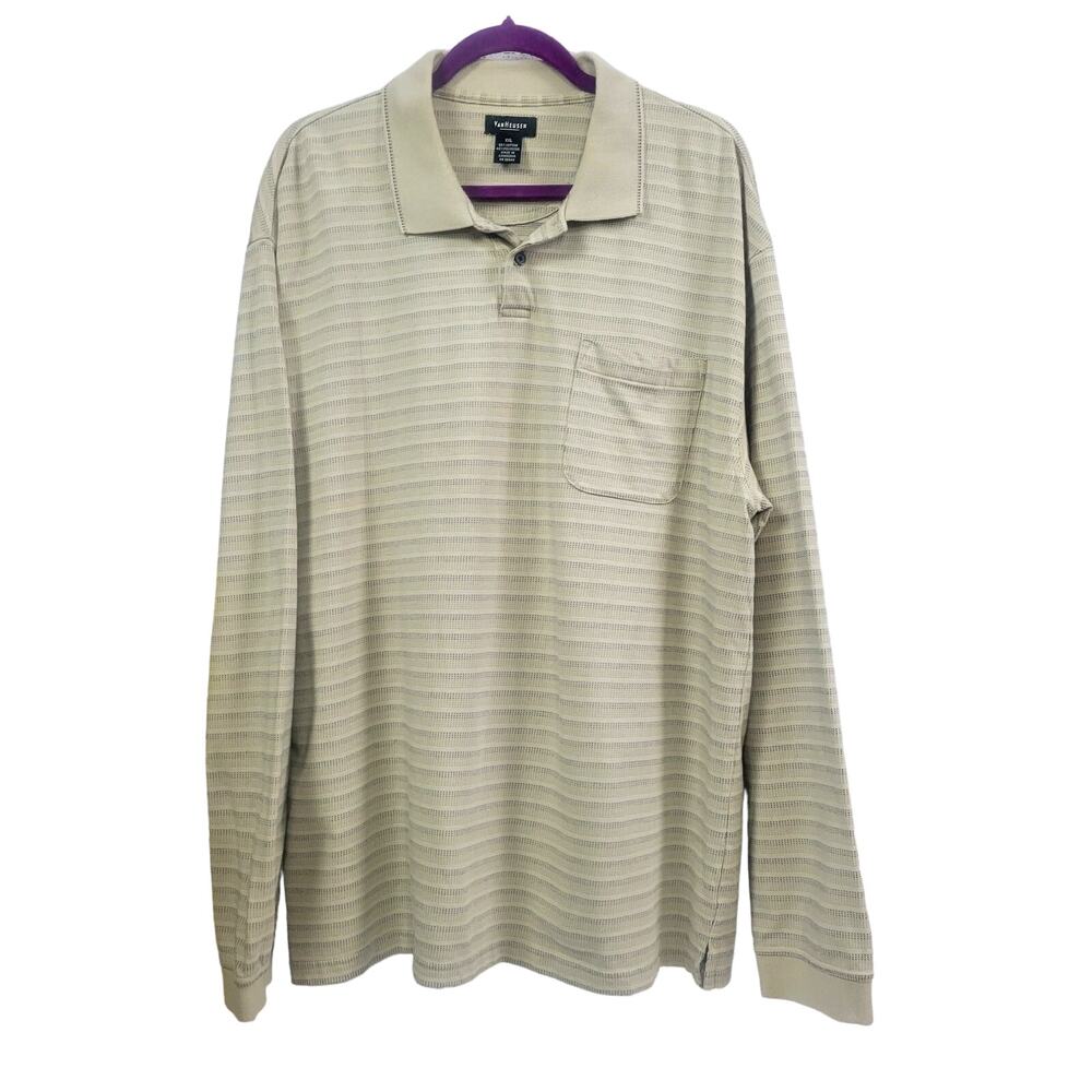Van Heusen Polo Shirt‎ Mens Beige Long Sleeve Shirt Size XXL